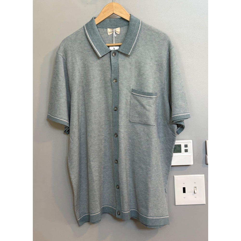Marine Layer Wyatt Polo Sweater Button Down Cotton Merino Mens XL Knit New